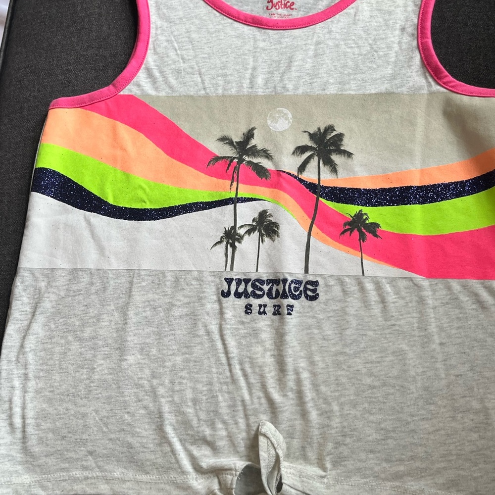 Justice Pink Trim Tank Top